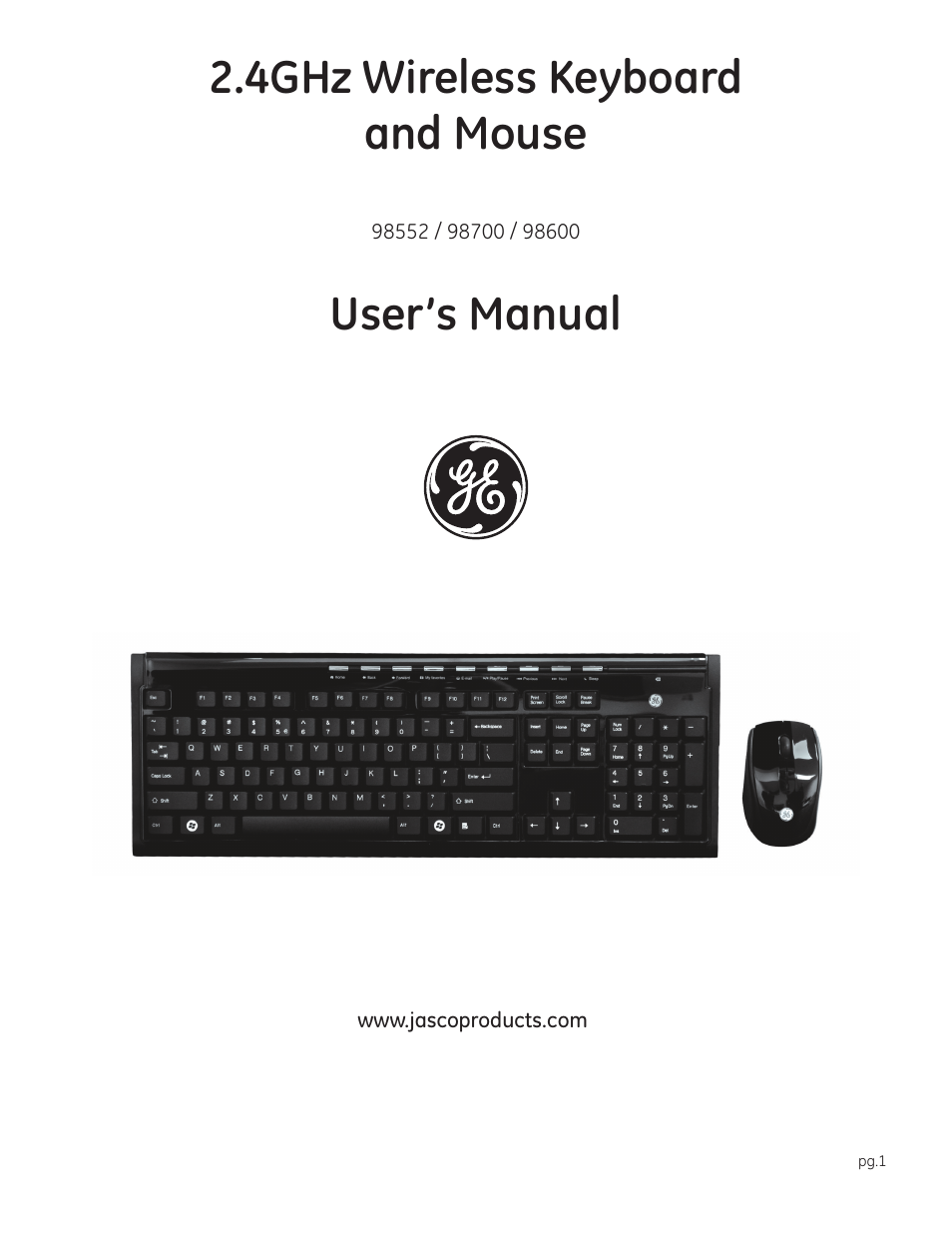 GE 98600 2.4GHz Wireless Keyboard & Mouse User Manual | 7 pages
