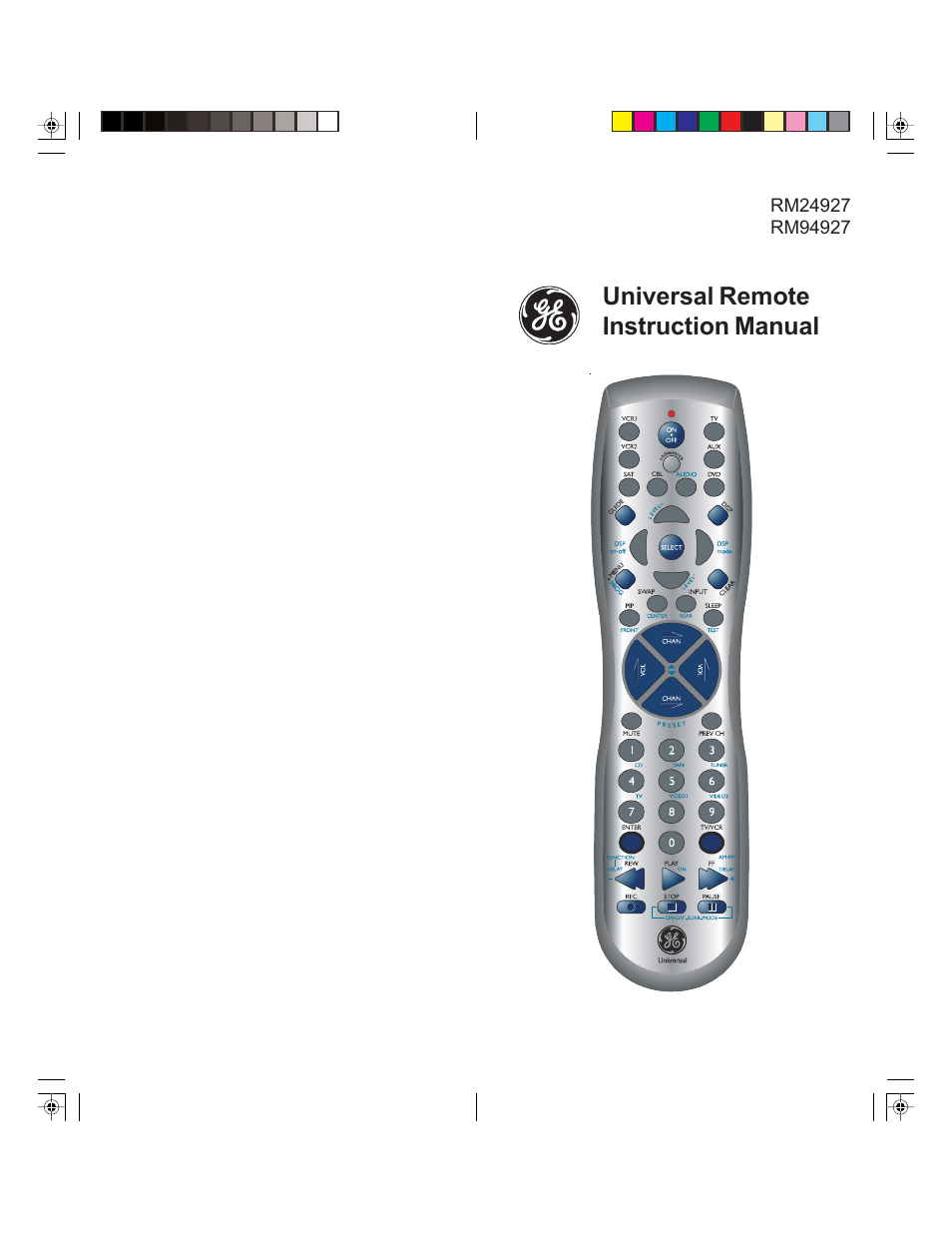 GE RM24927 User Manual | 10 pages