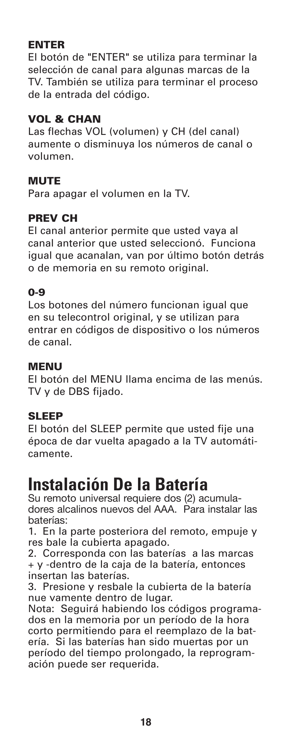 Instalación de la batería | GE RM24933 User Manual | Page 19 / 33