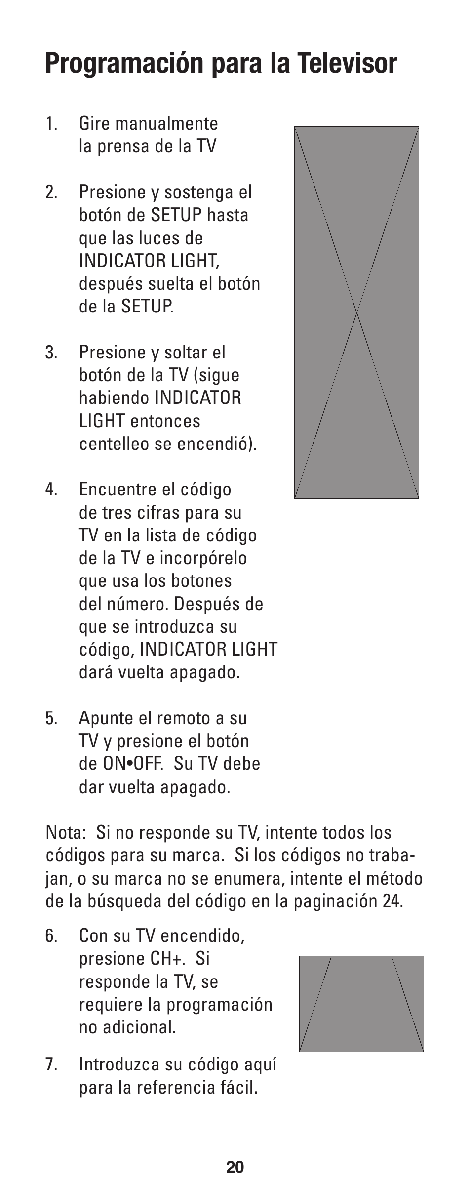 Programación para la televisor | GE RM24933 User Manual | Page 21 / 33