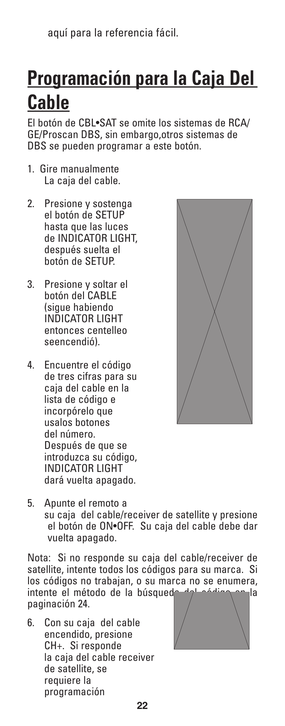 Programación para la caja del cable | GE RM24933 User Manual | Page 23 / 33