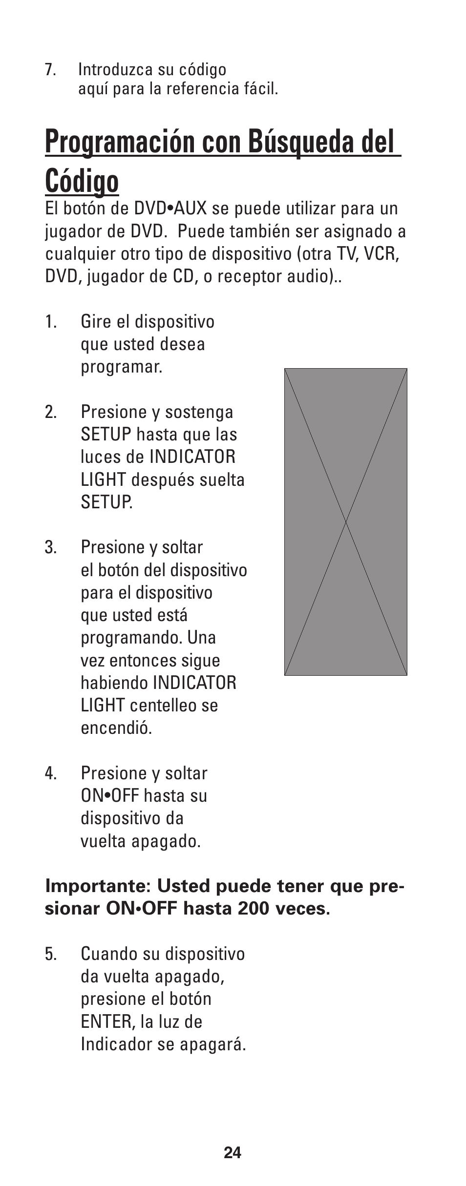 Programación con búsqueda del código | GE RM24933 User Manual | Page 25 / 33