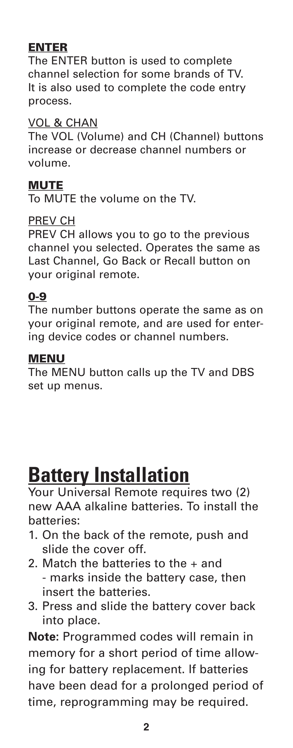 Battery installation | GE RM24933 User Manual | Page 3 / 33