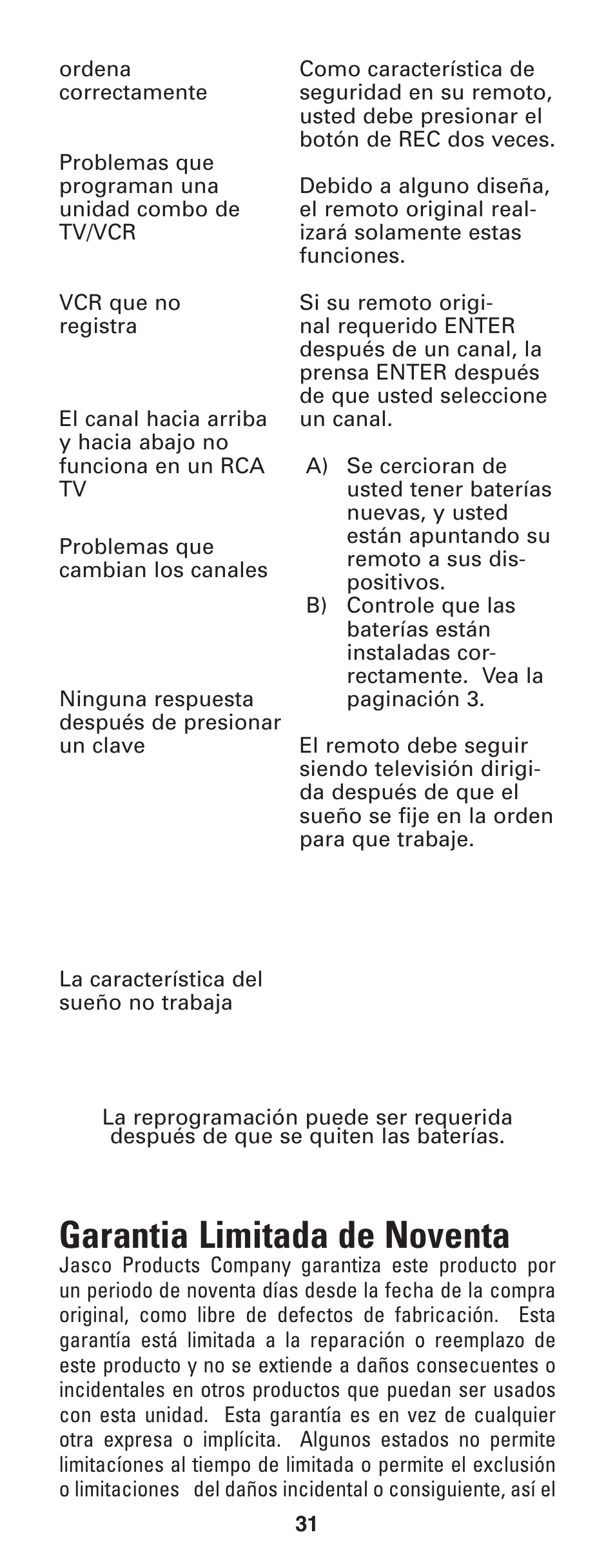 Garantia limitada de noventa | GE RM24933 User Manual | Page 32 / 33
