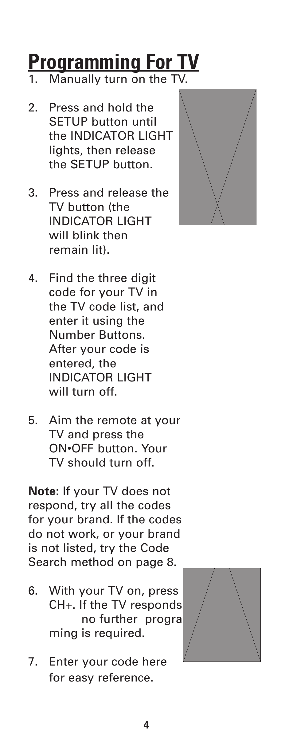 Programming for tv | GE RM24933 User Manual | Page 5 / 33