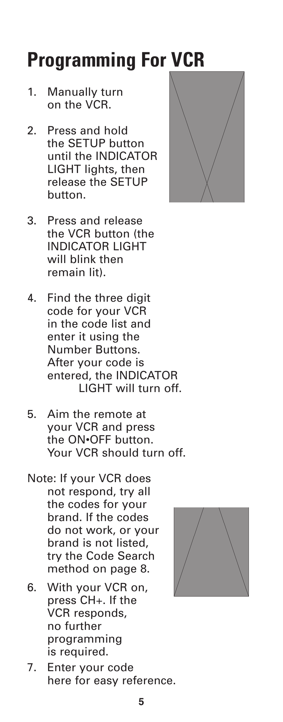 Programming for vcr | GE RM24933 User Manual | Page 6 / 33