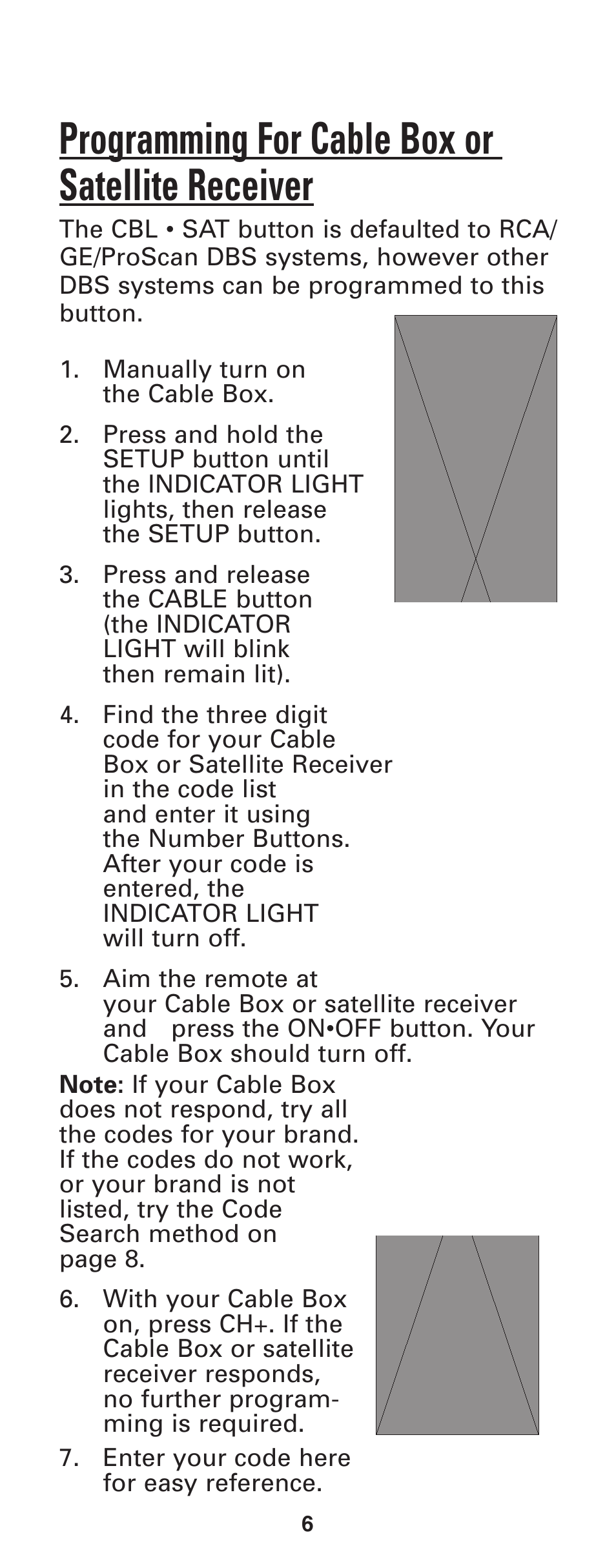 Programming for cable box or satellite receiver | GE RM24933 User Manual | Page 7 / 33