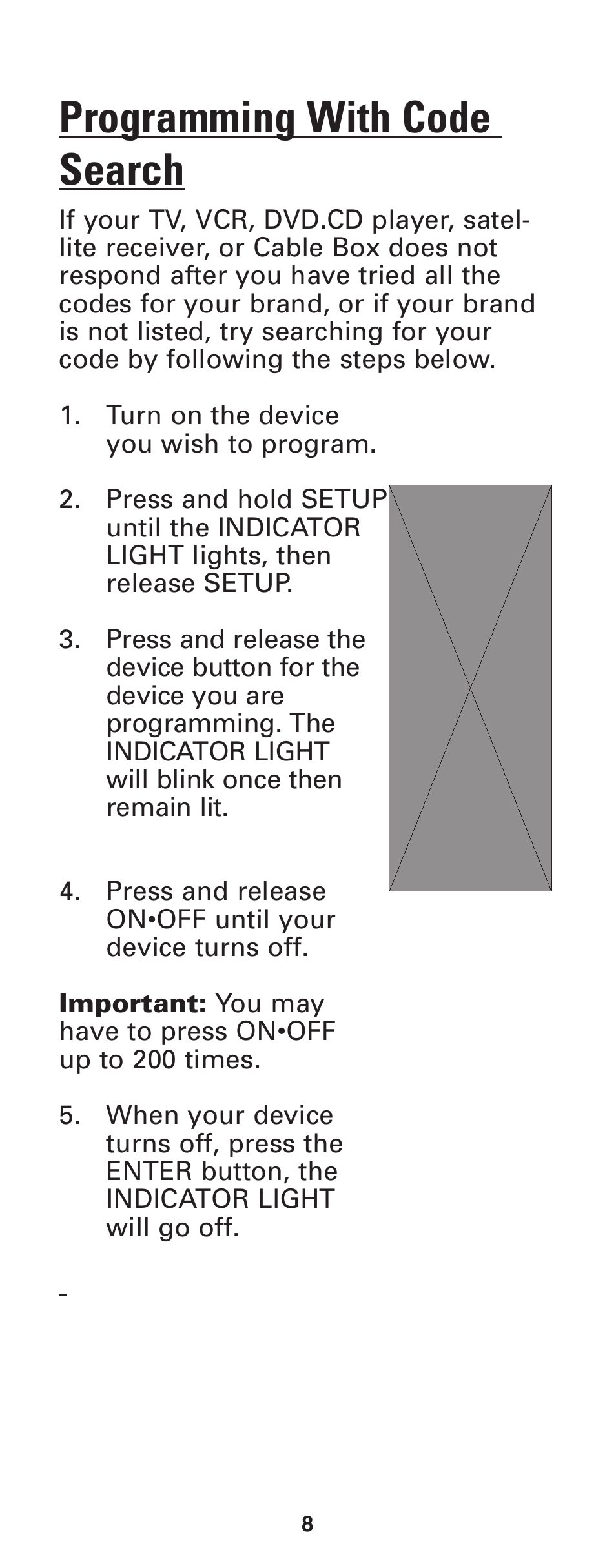 Programming with code search | GE RM24933 User Manual | Page 9 / 33