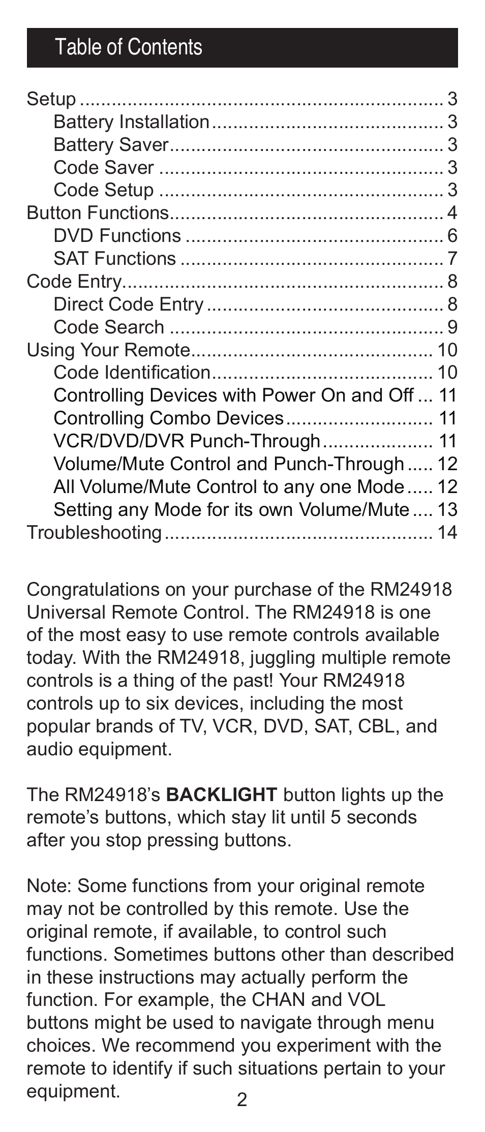 GE RM24918 User Manual | Page 2 / 16