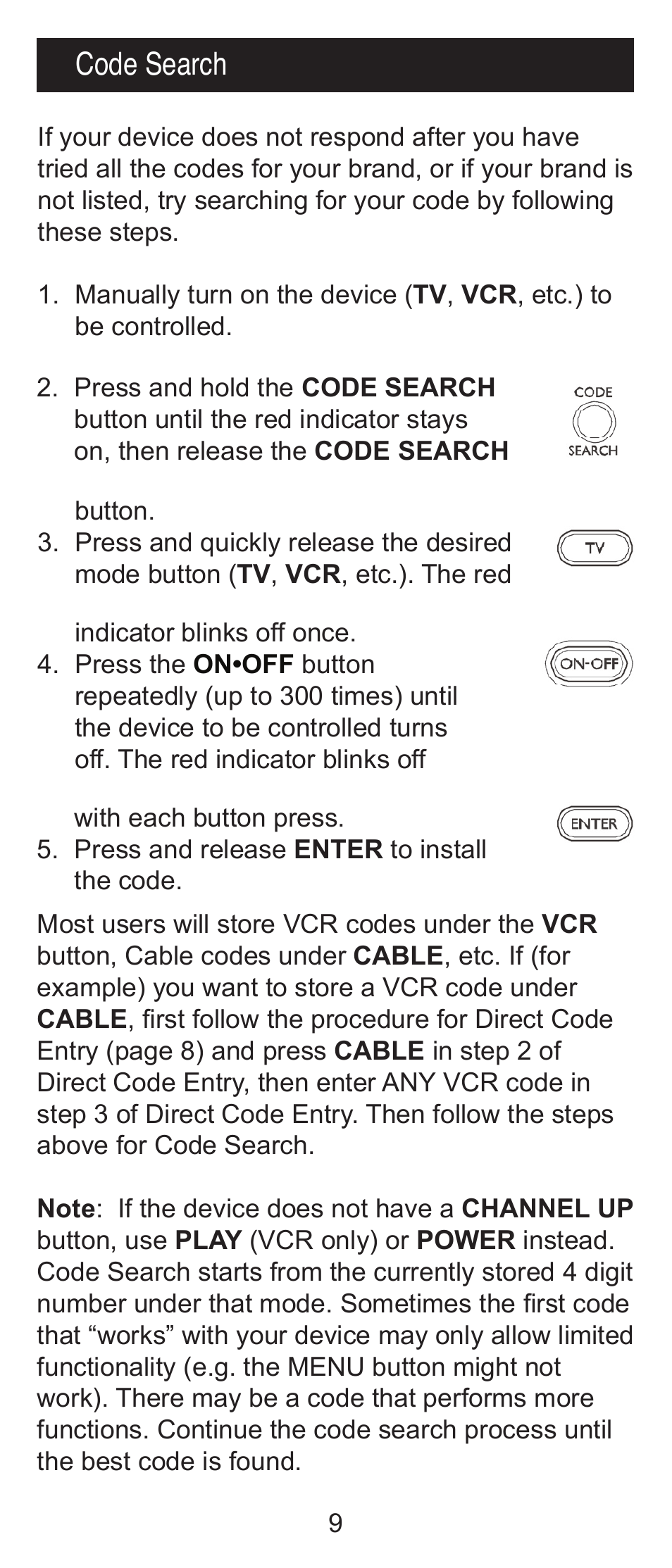 Code search | GE RM24918 User Manual | Page 9 / 16