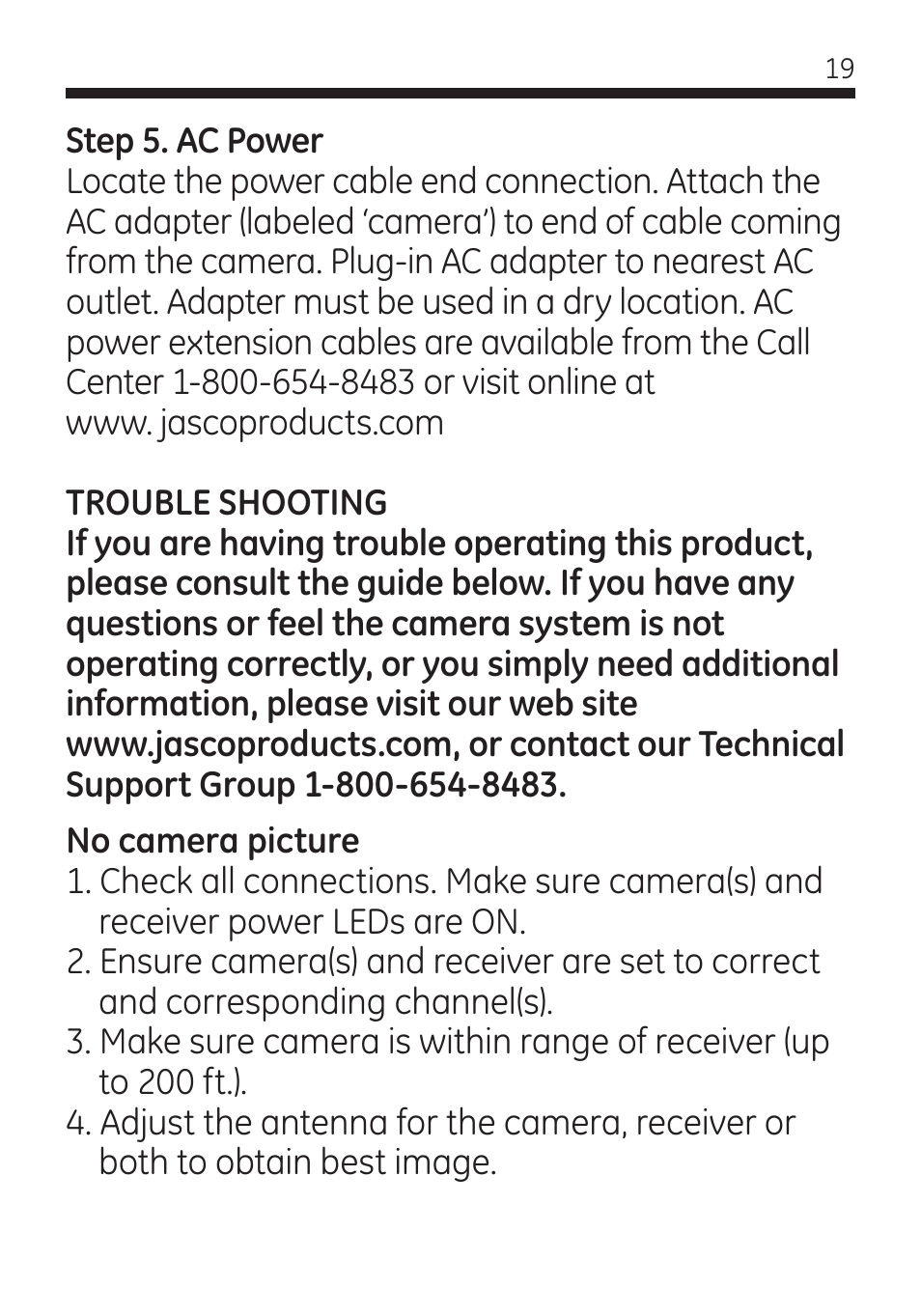 GE 45246 GE Wireless Color Camera with AV Receiver User Manual | Page 19 / 24