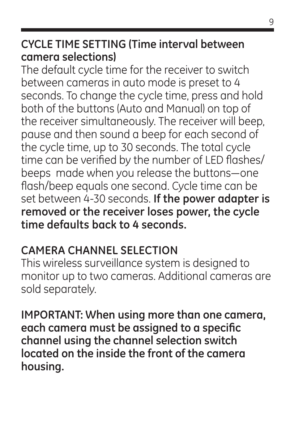 GE 45246 GE Wireless Color Camera with AV Receiver User Manual | Page 9 / 24