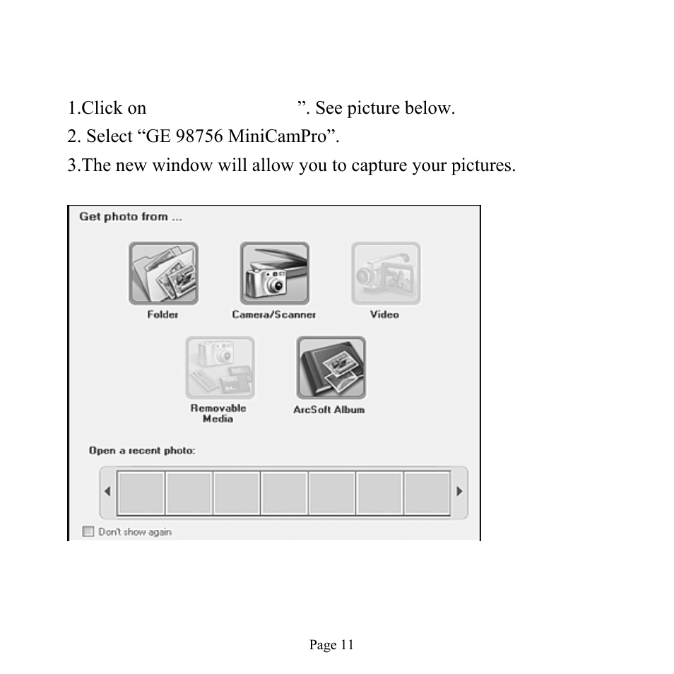 Using photo impression | GE 98756 GE Minicam Pro User Manual | Page 11 / 22