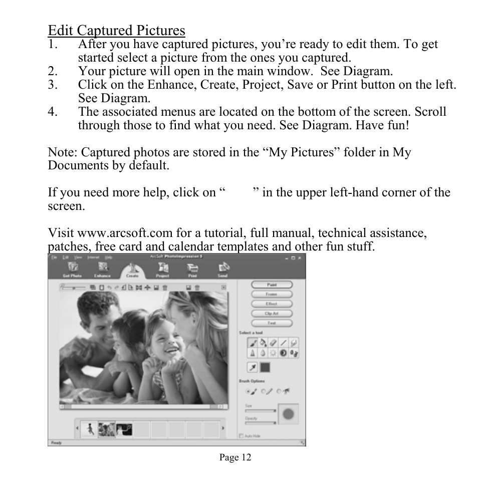 Edit captured pictures | GE 98756 GE Minicam Pro User Manual | Page 12 / 22