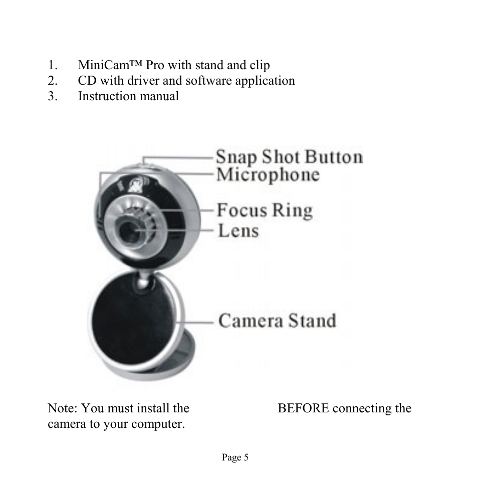 GE 98756 GE Minicam Pro User Manual | Page 5 / 22