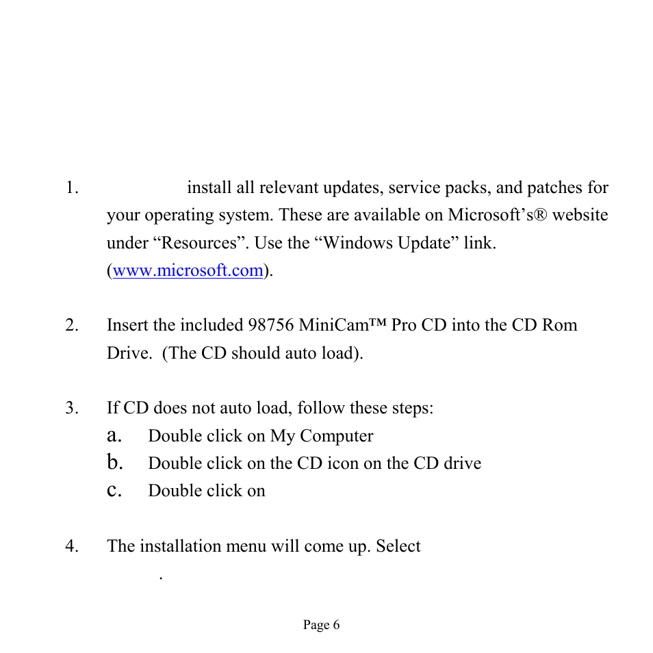 Installation | GE 98756 GE Minicam Pro User Manual | Page 6 / 22