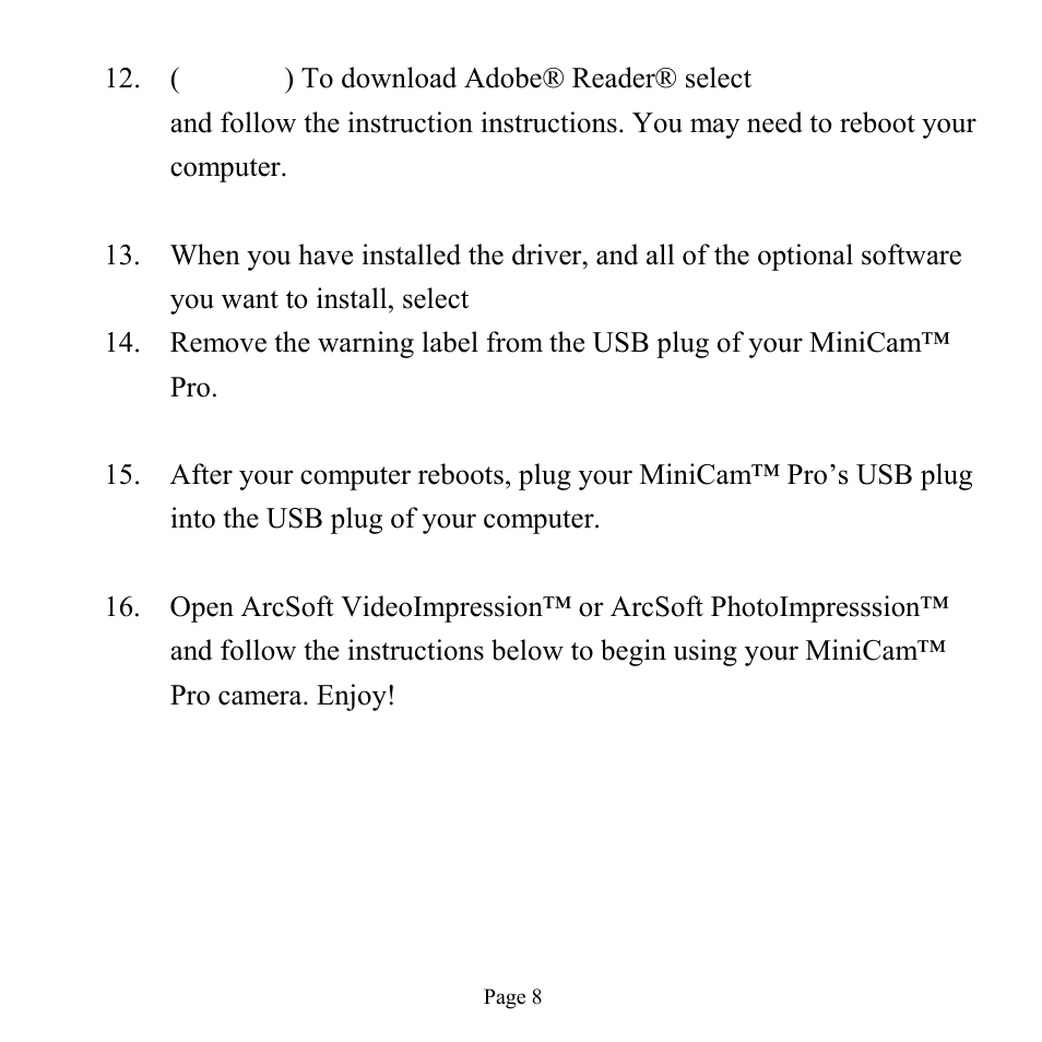 GE 98756 GE Minicam Pro User Manual | Page 8 / 22