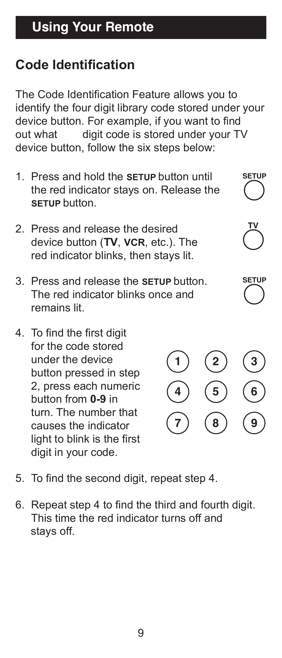 Using your remote code identification | GE RM94931 User Manual | Page 9 / 16