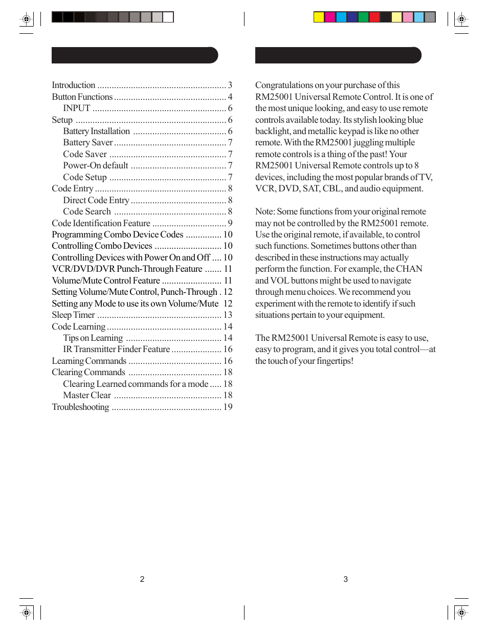 Jasco RM25001 User Manual | Page 2 / 11