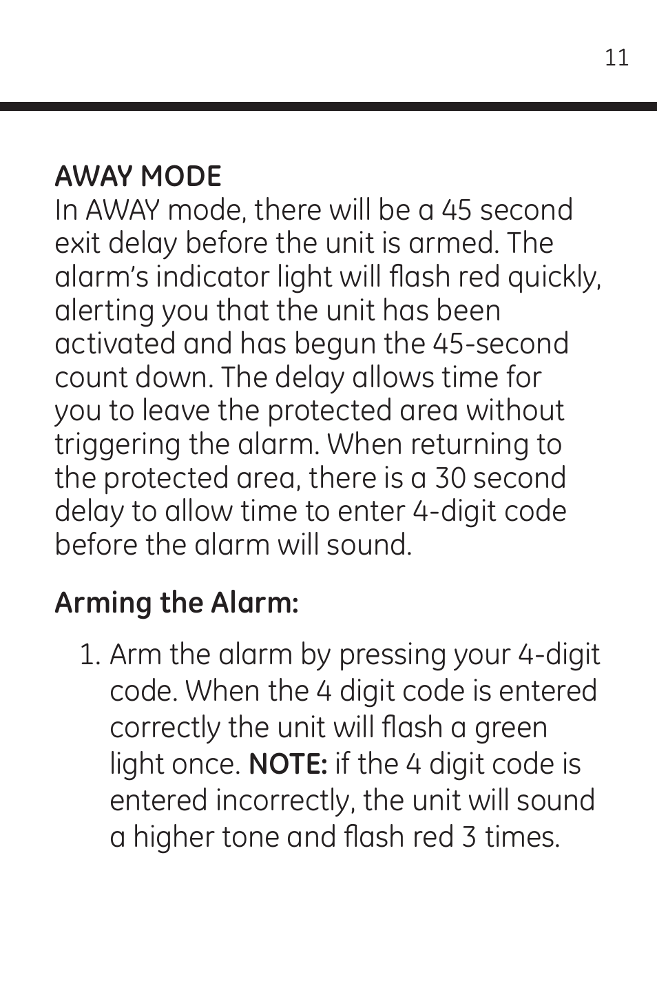 GE 45117 GE Wireless Door Alarm with Programmable Keypad User Manual | Page 11 / 33