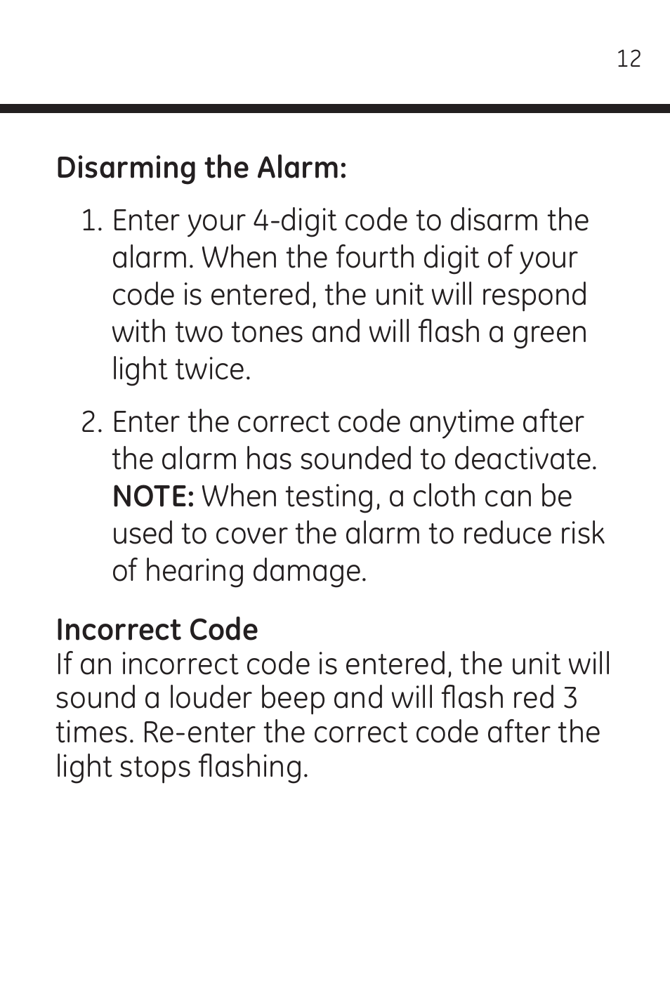 GE 45117 GE Wireless Door Alarm with Programmable Keypad User Manual | Page 12 / 33