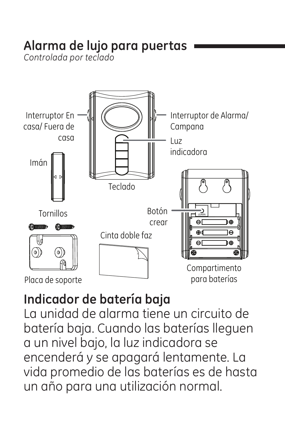 Alarmadelujoparapuertas | GE 45117 GE Wireless Door Alarm with Programmable Keypad User Manual | Page 19 / 33