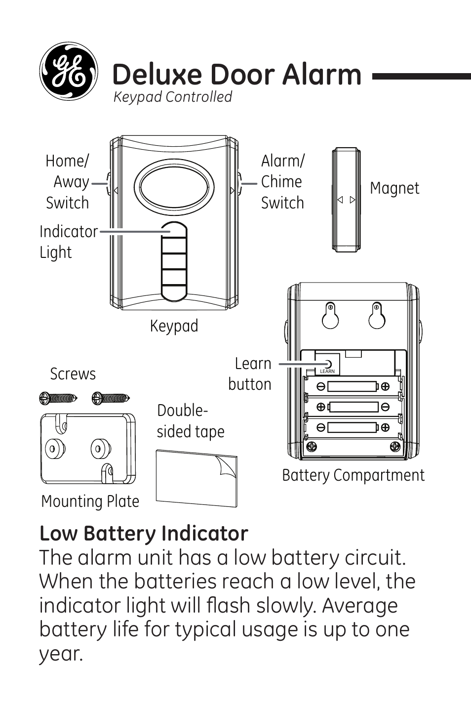 Deluxedooralarm | GE 45117 GE Wireless Door Alarm with Programmable Keypad User Manual | Page 3 / 33