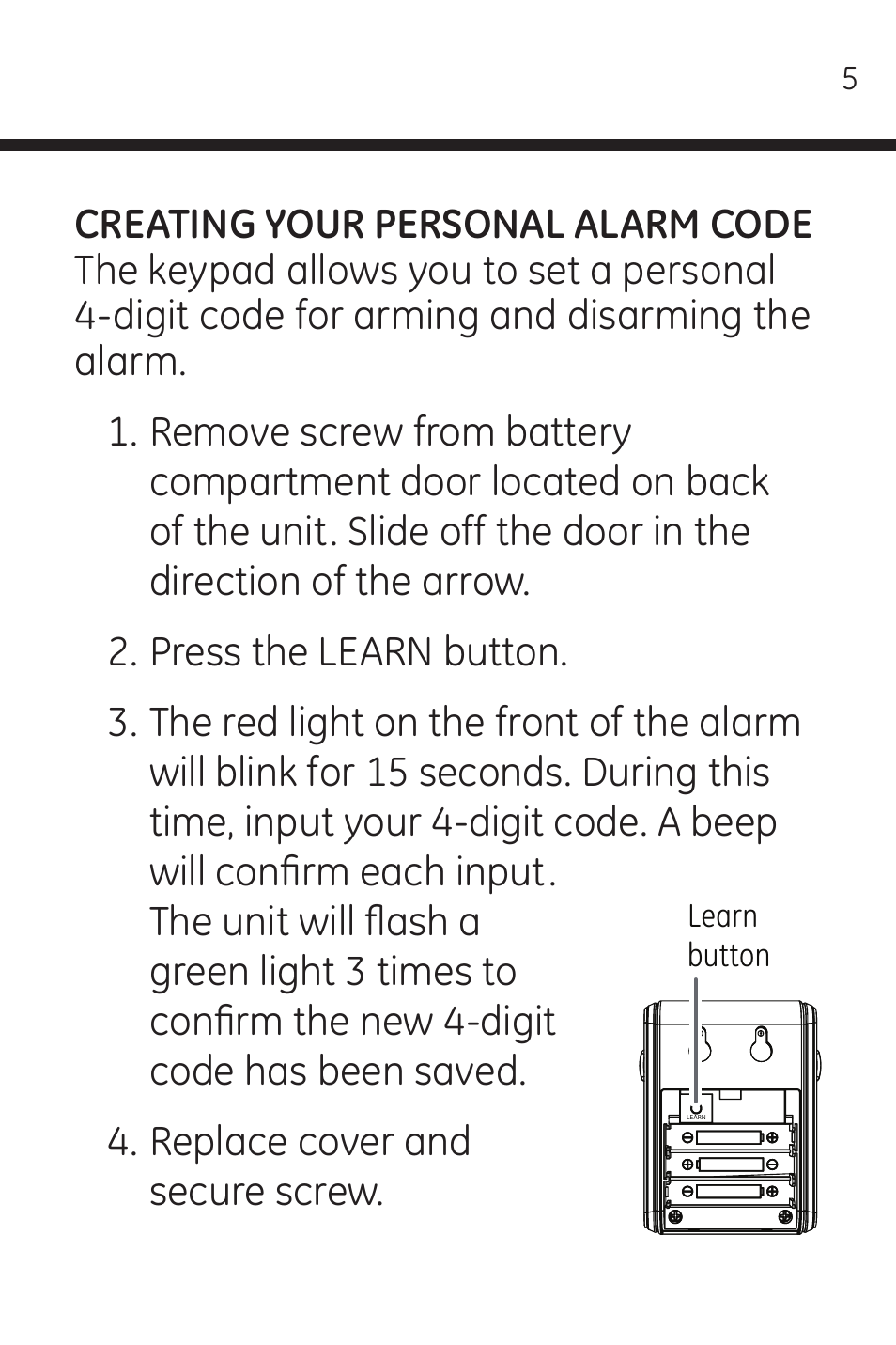 GE 45117 GE Wireless Door Alarm with Programmable Keypad User Manual | Page 5 / 33