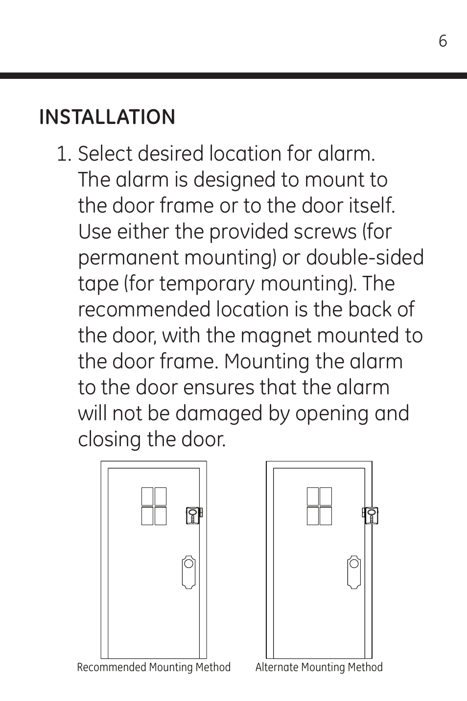 GE 45117 GE Wireless Door Alarm with Programmable Keypad User Manual | Page 6 / 33