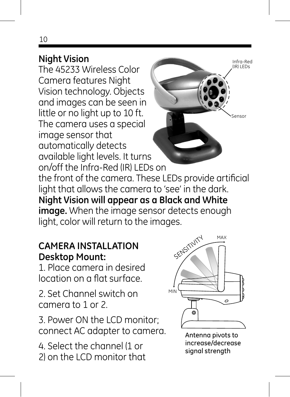 GE 45236 GE Wireless Color Camera with Portable LCD Monitor User Manual | Page 10 / 18