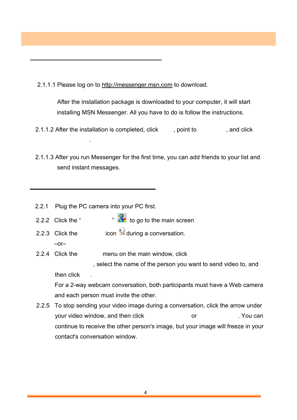 How to install msn, Messenger, 1 how to install msn messenger | 2 how to start with pc camera | GE 98064 GE Easycam Pro User Manual | Page 5 / 15