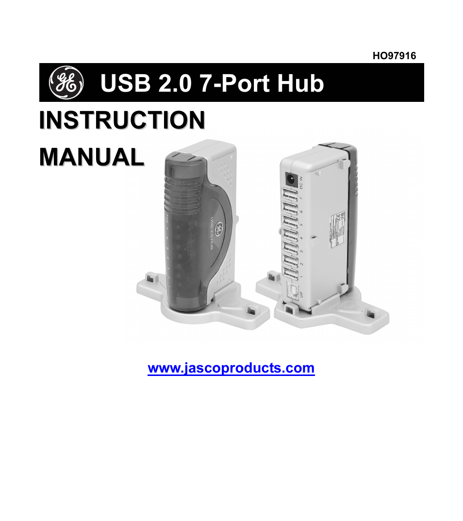 GE 97916 GE High Speed USB 2.0 Stackable 7-Port Hub User Manual | 19 pages