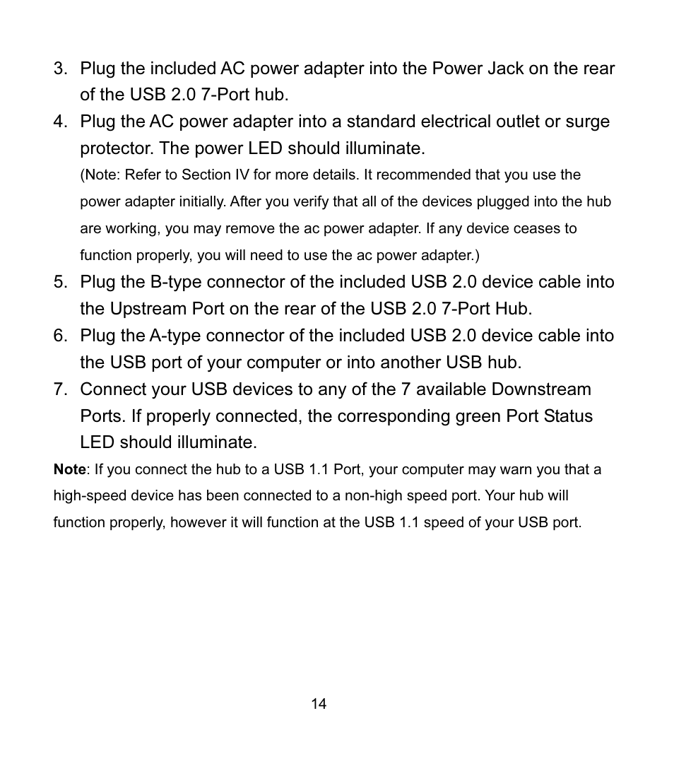 GE 97916 GE High Speed USB 2.0 Stackable 7-Port Hub User Manual | Page 14 / 19