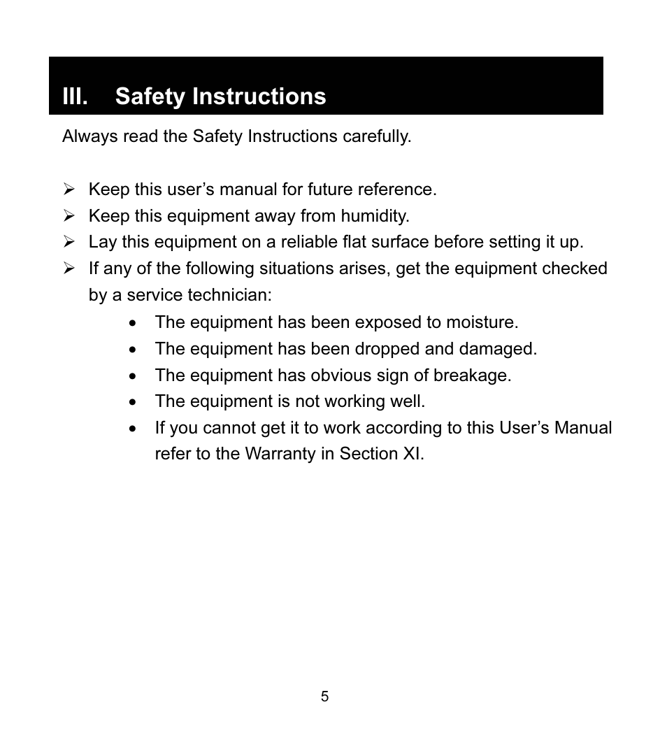 Iii. safety instructions | GE 97916 GE High Speed USB 2.0 Stackable 7-Port Hub User Manual | Page 5 / 19