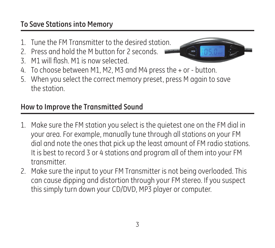 GE 97651 GE Digital FM Transmitter User Manual | Page 3 / 12