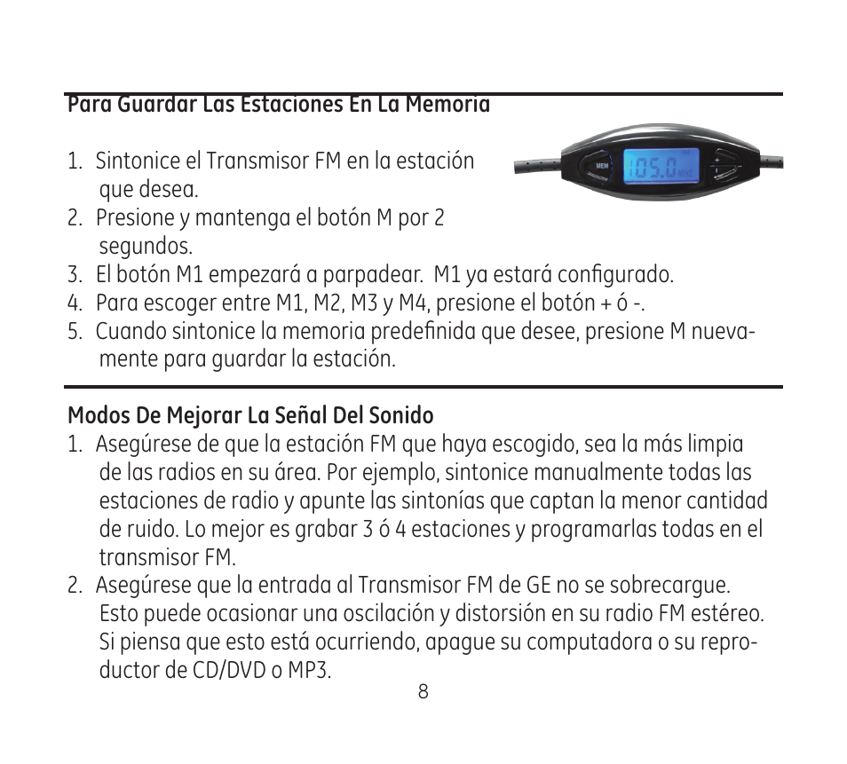 GE 97651 GE Digital FM Transmitter User Manual | Page 8 / 12