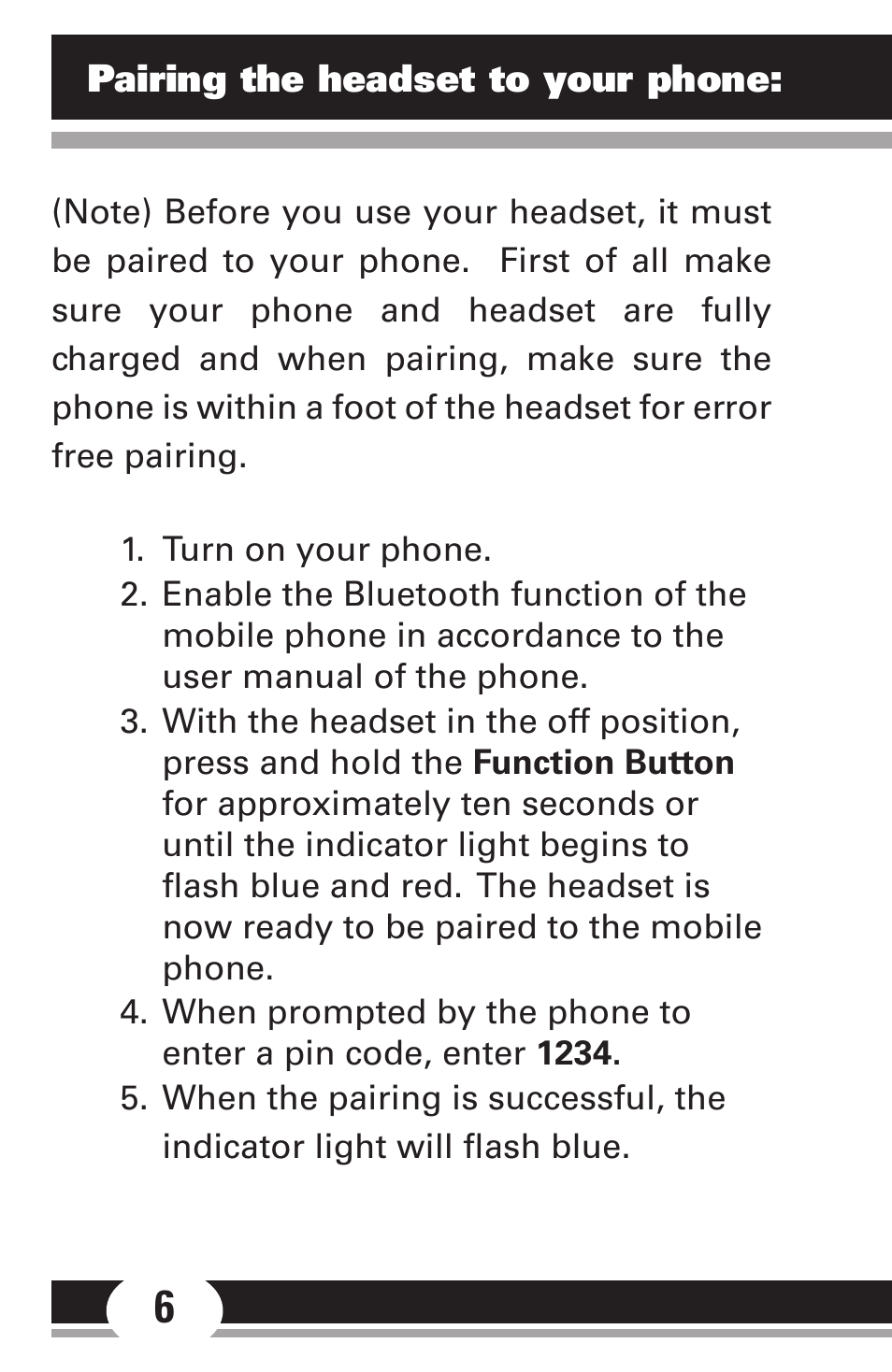 GE 86712 GE Bluetooth Headset User Manual | Page 6 / 23