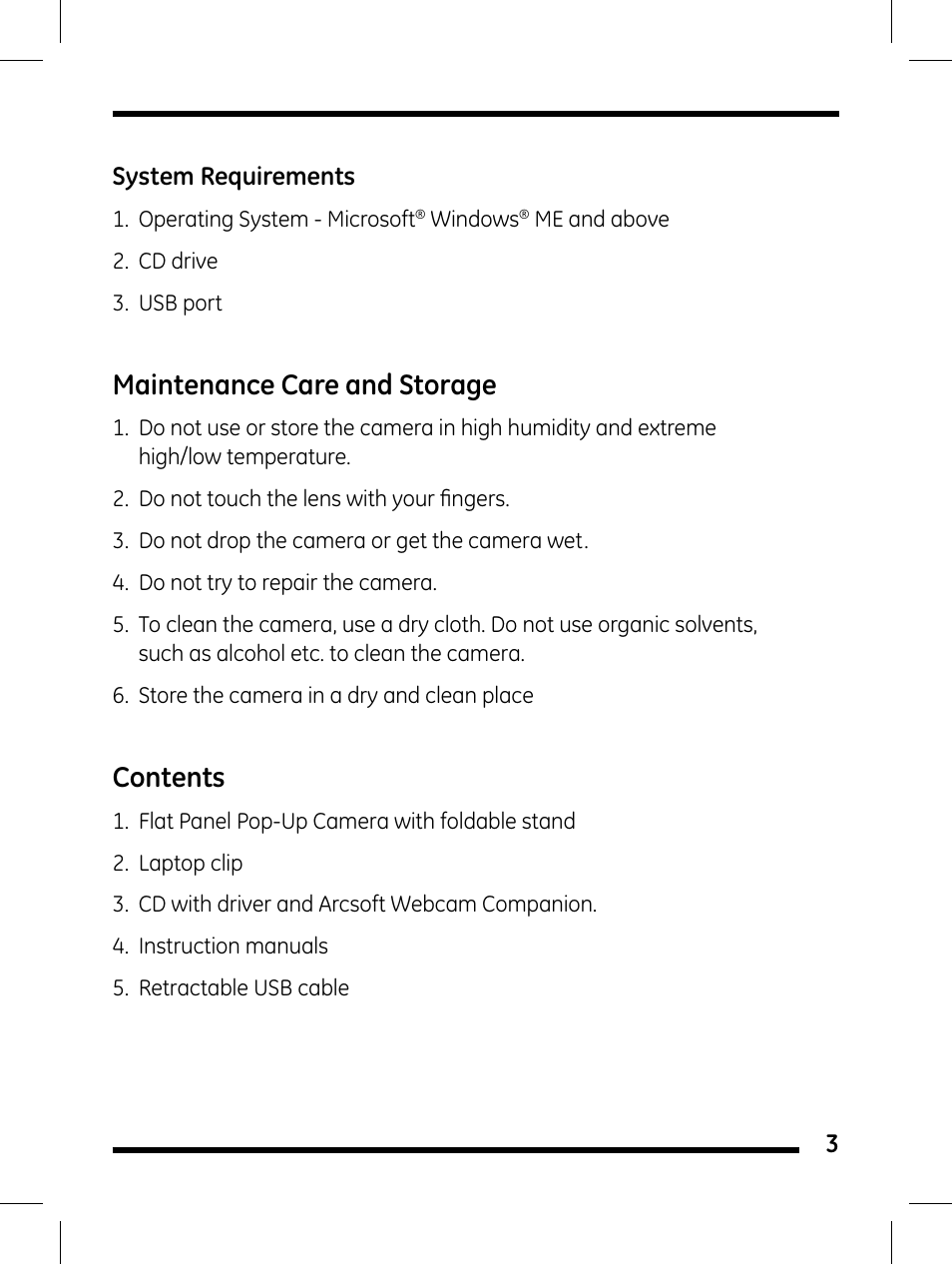 GE 98656 GE Flat Panel Pop-Up Camera User Manual | Page 3 / 10