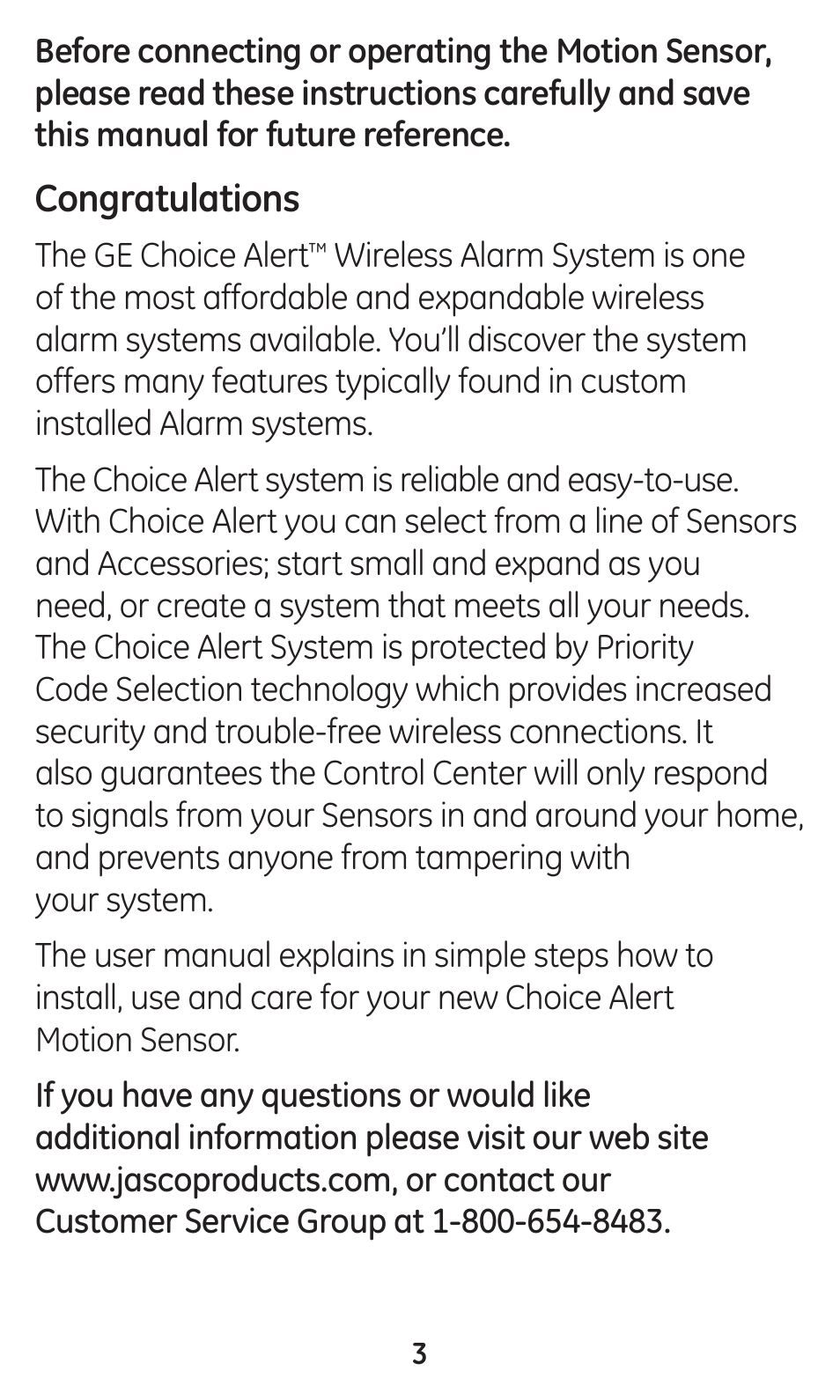GE 45132 GE Choice Alert Motion Sensor User Manual | Page 3 / 16