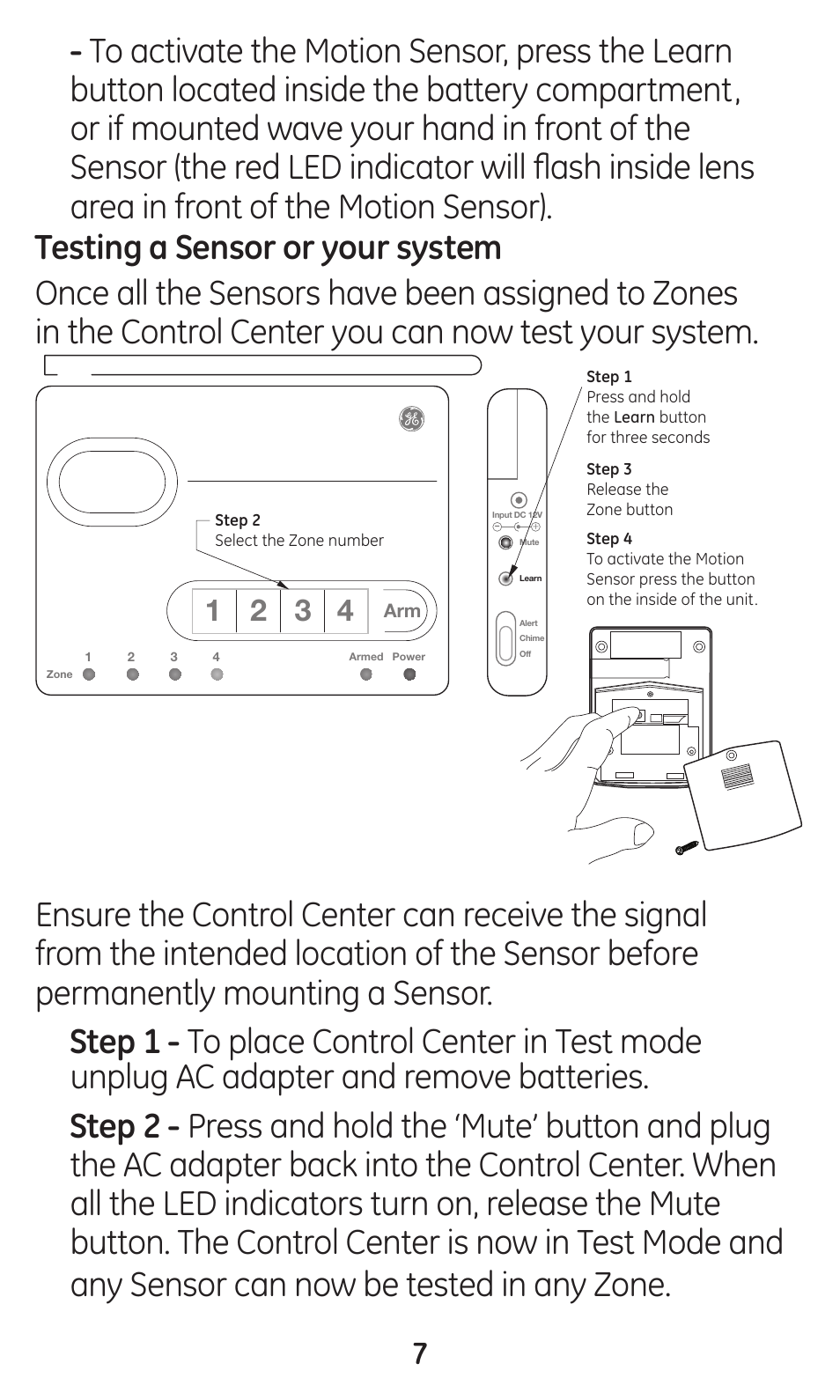 GE 45132 GE Choice Alert Motion Sensor User Manual | Page 7 / 16