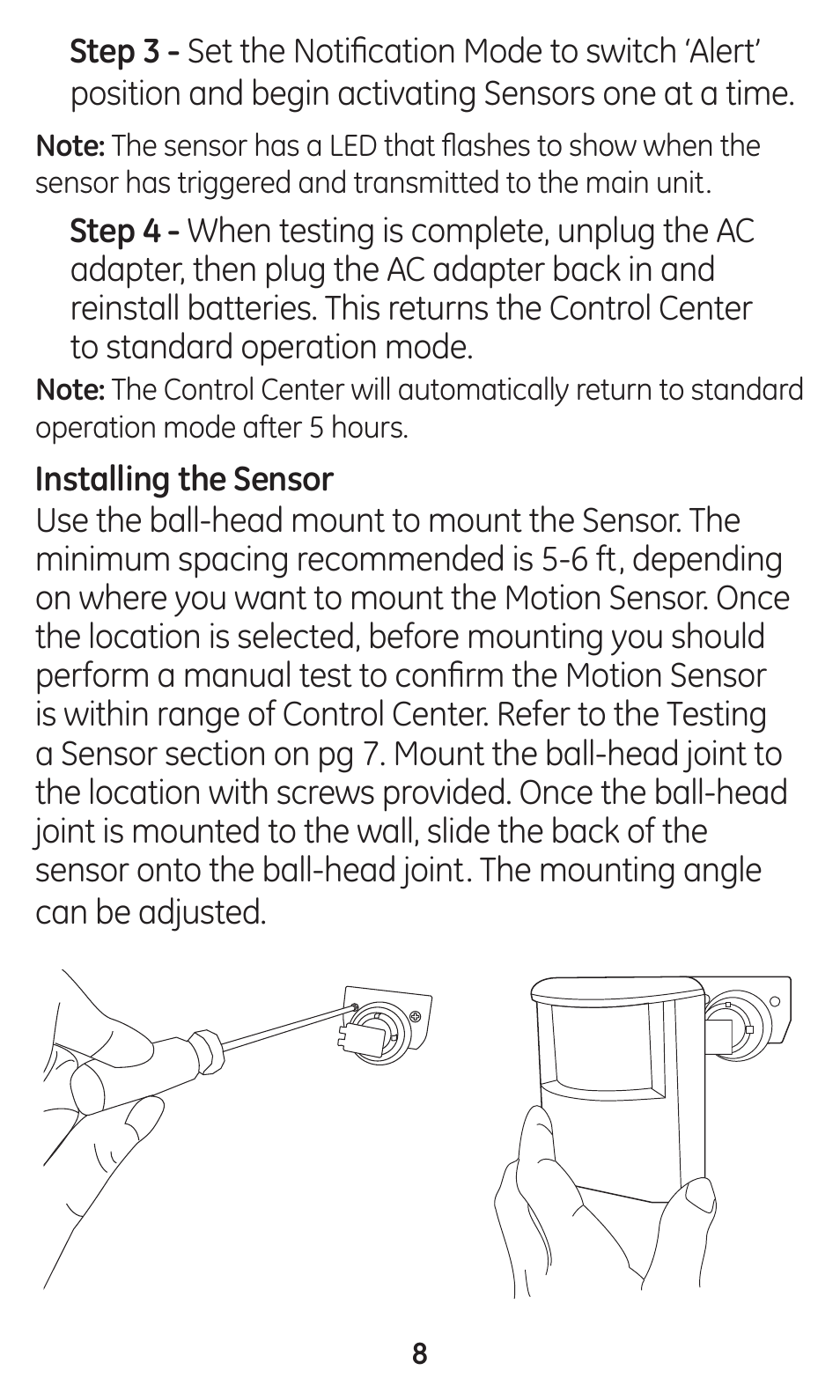 GE 45132 GE Choice Alert Motion Sensor User Manual | Page 8 / 16