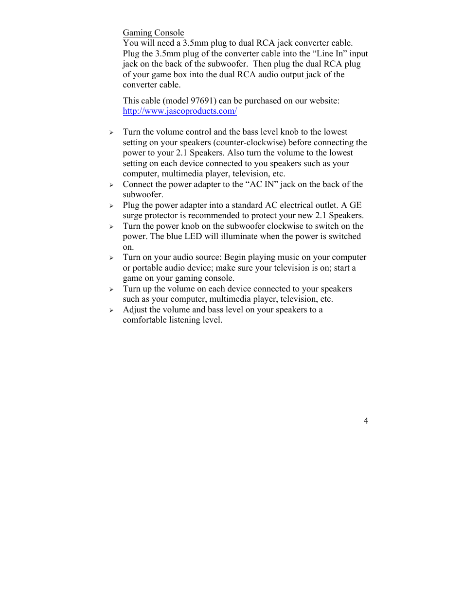GE 98903 GE 2.1 Speaker System User Manual | Page 4 / 5