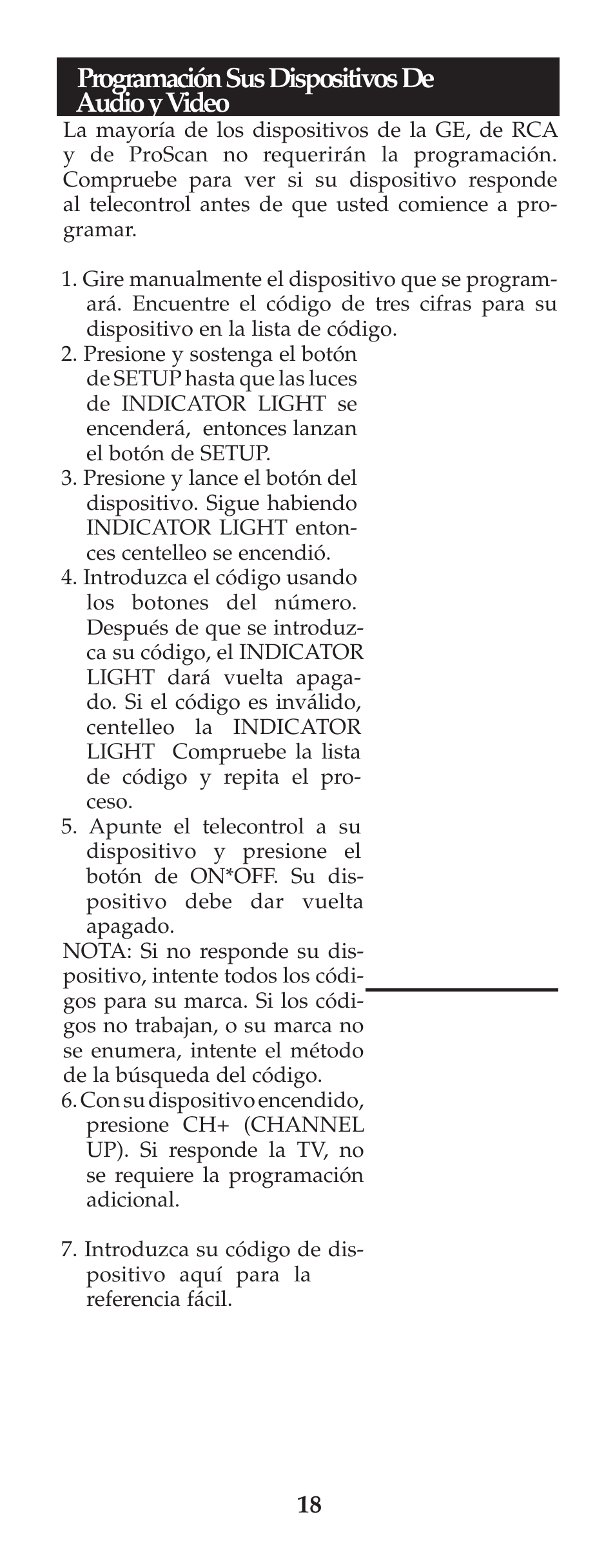 Programación sus dispositivos de audio y video | GE RM24973 User Manual | Page 19 / 28
