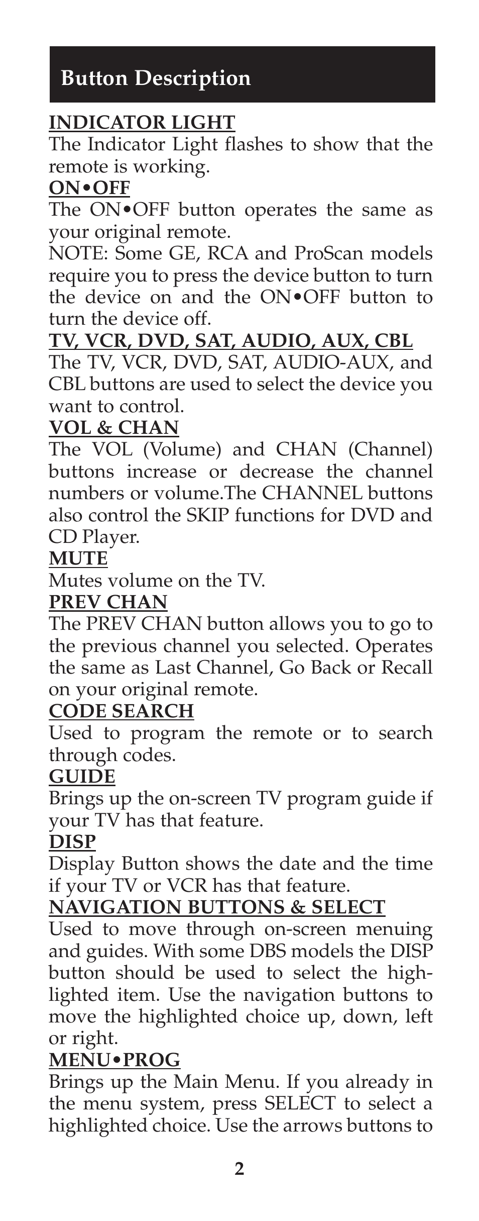 GE 94925 GE Universal Remote User Manual | Page 3 / 37