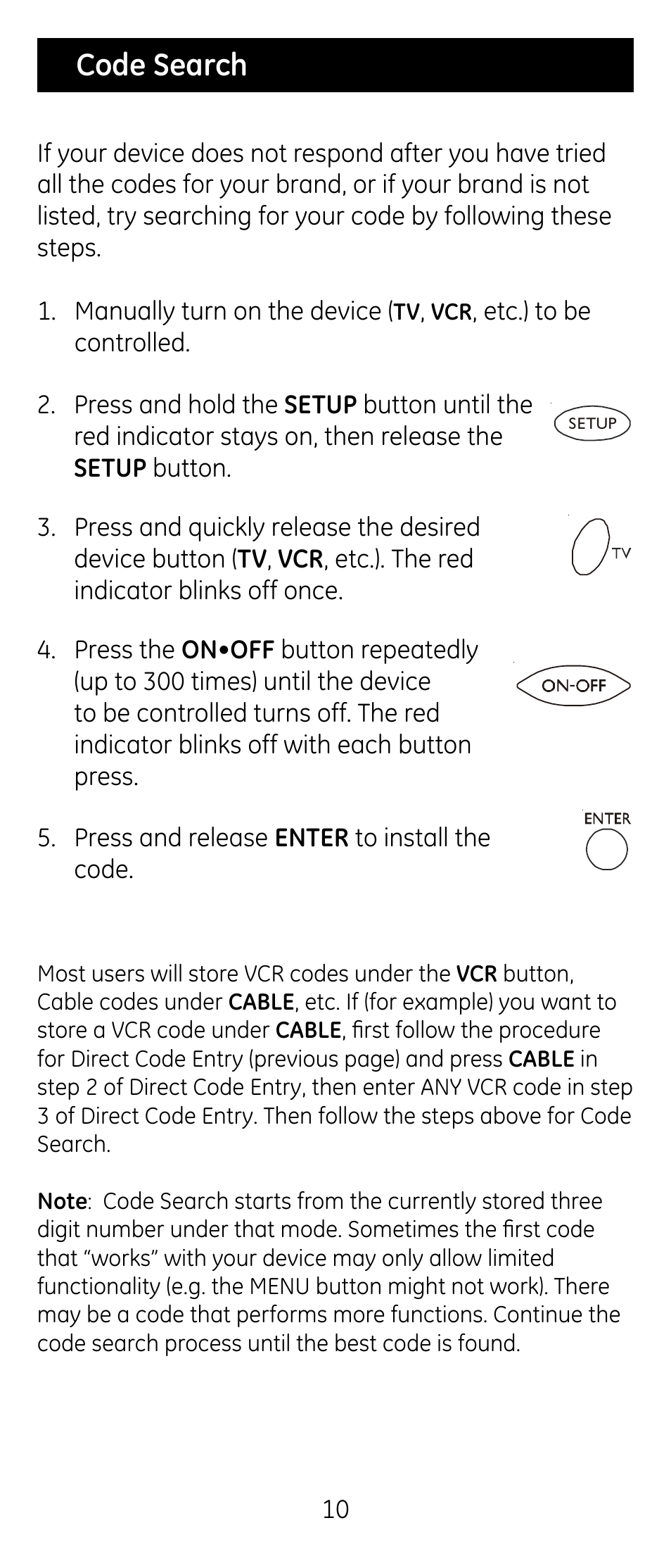 Code search | GE RM24974 User Manual | Page 10 / 31