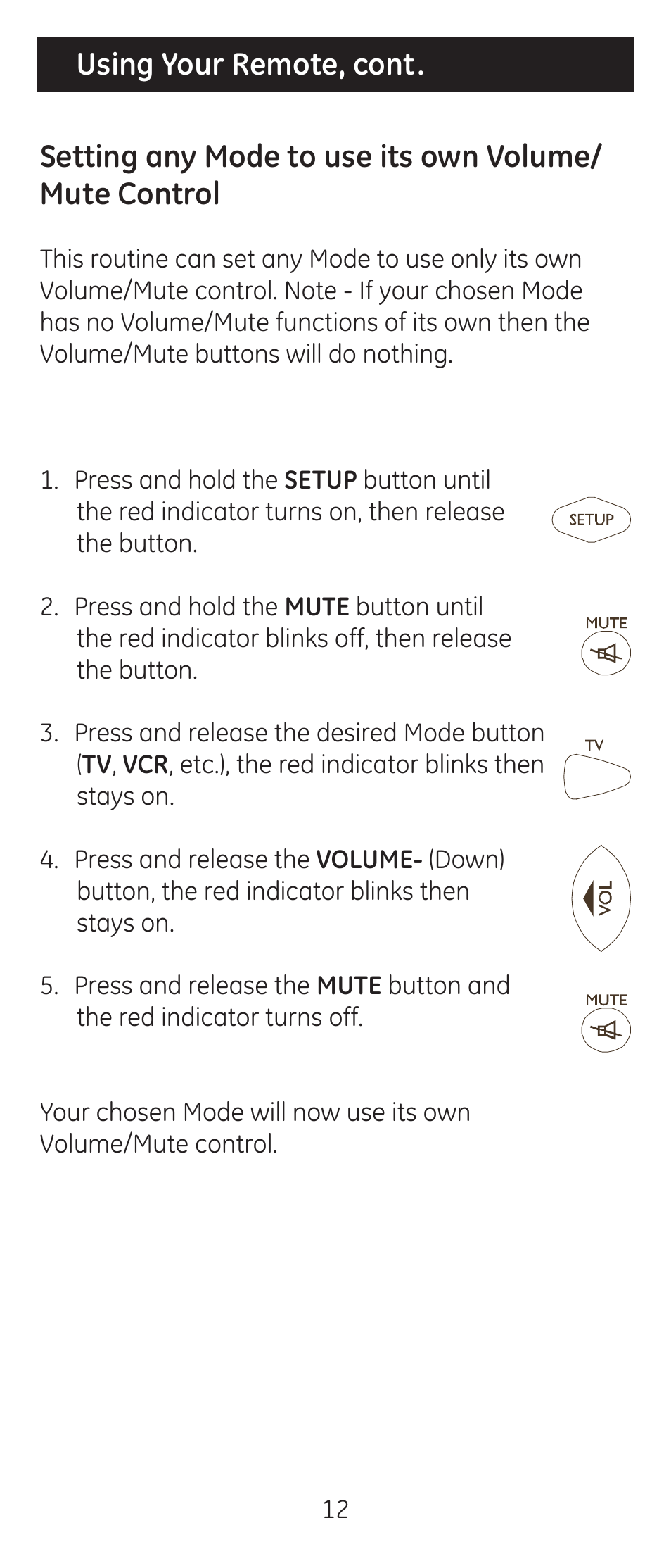 GE 24944 Universal Remote User Manual | Page 12 / 28