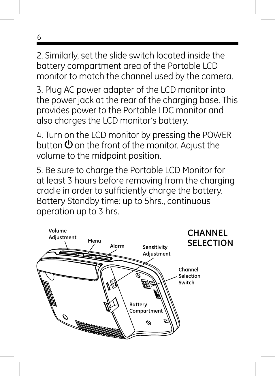 GE 45261 GE Wireless Color Camera with Portable LCD Monitor User Manual | Page 6 / 18