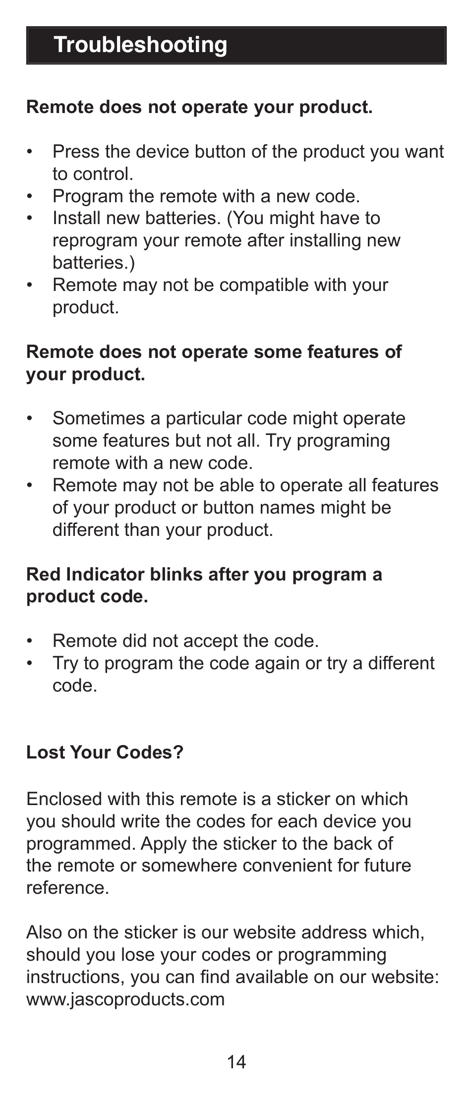 Troubleshooting | GE RM84911 User Manual | Page 14 / 29