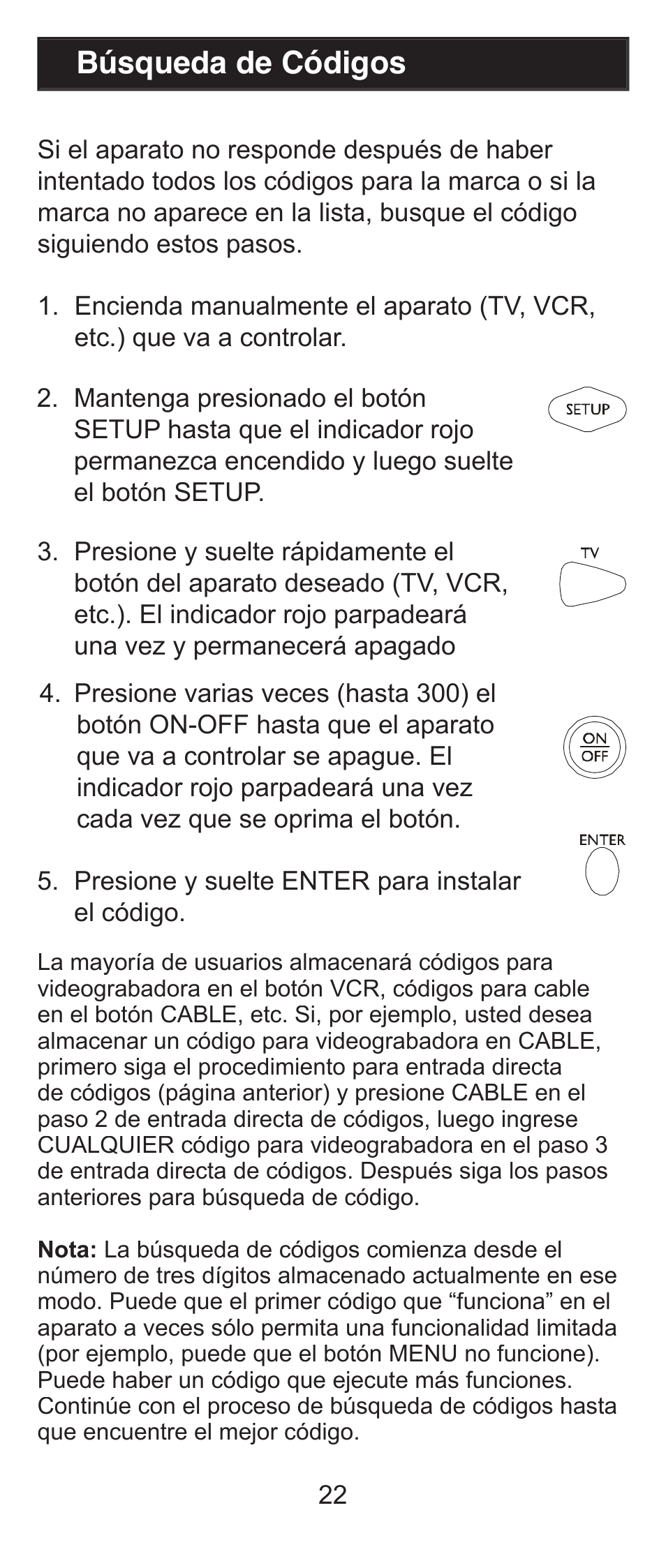 Búsqueda de códigos | GE RM84911 User Manual | Page 22 / 29
