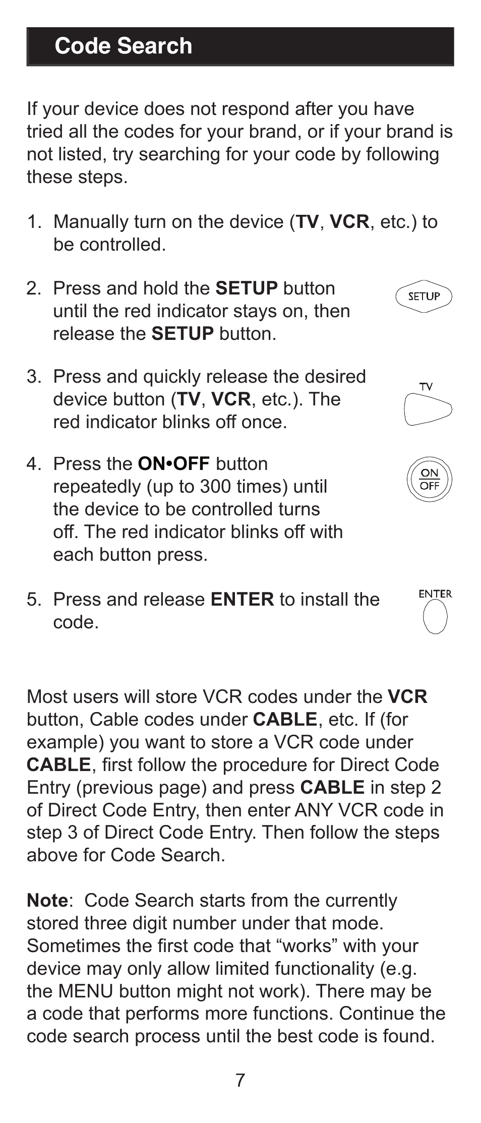 Code search | GE RM84911 User Manual | Page 7 / 29